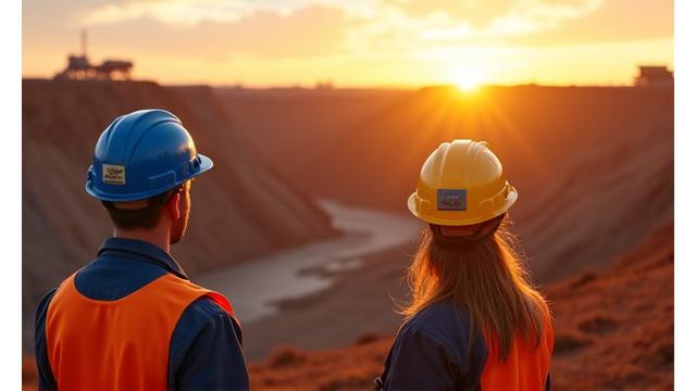 Ранняя фотография основателей Strata Solutions у горнодобывающей шахты.