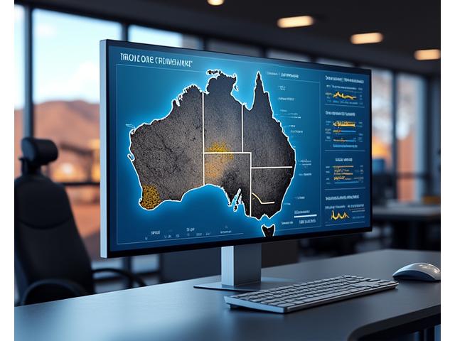 Карта месторождения железной руды с финансовыми показателями на экране
