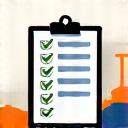 Иллюстрация чек-листа с галочками рядом с добывающими машинами