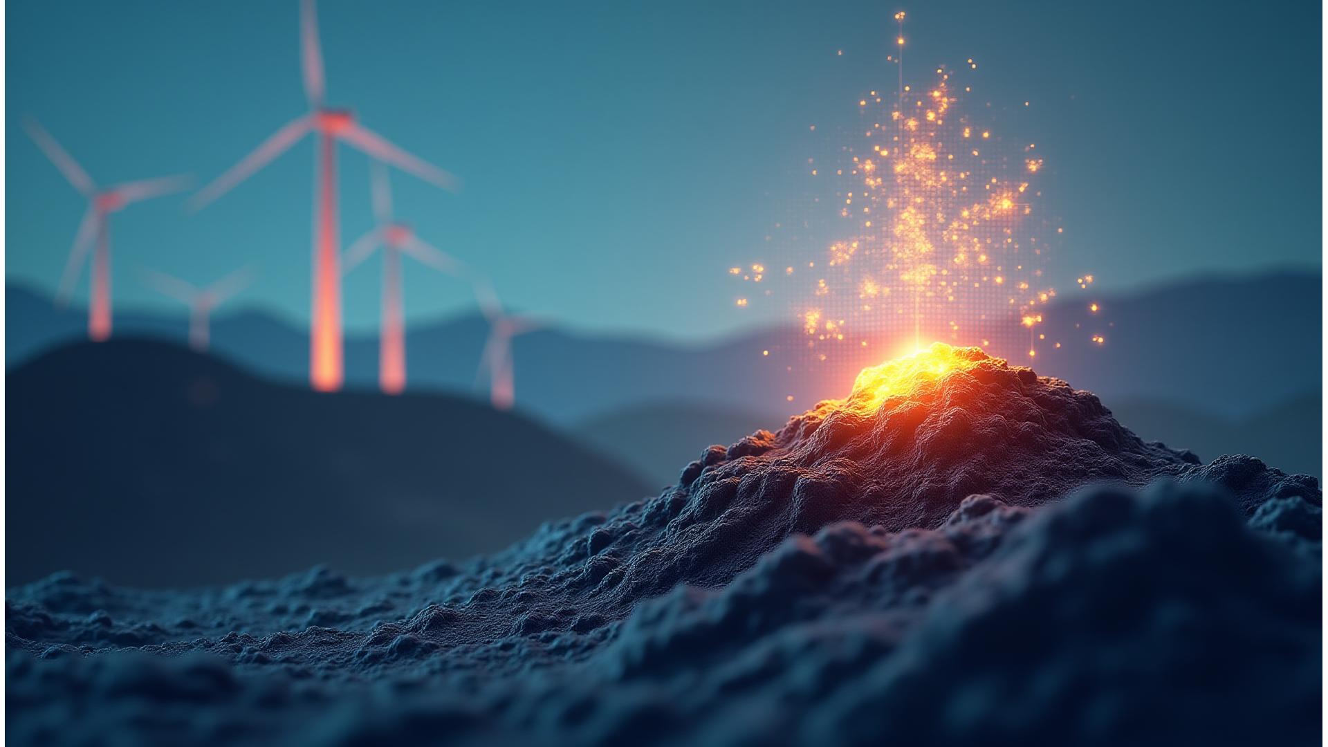 Динамические графики роста спроса на литий и редкоземельные элементы на фоне стилизованной карты Австралии