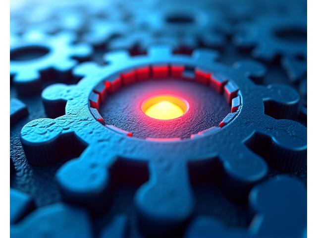 Абстрактное изображение переплетающихся шестеренок, символизирующих регуляторные рамки и их интеграцию в горнодобывающую промышленность. Доминируют цвета бренда, создавая ощущение надежности и сложности.